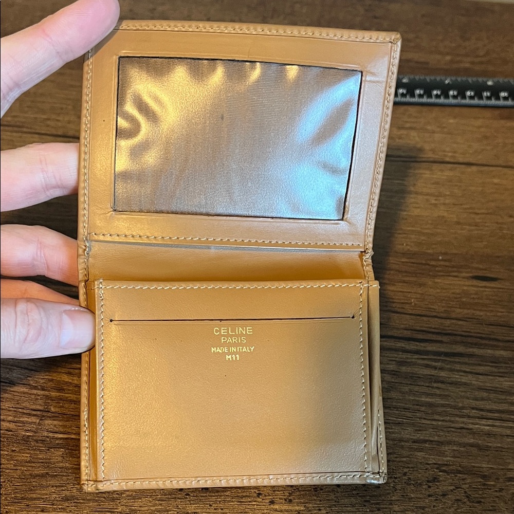 Celine Dark Brown Monogram Card Holder with Tan Trim - Picture 7 of 10